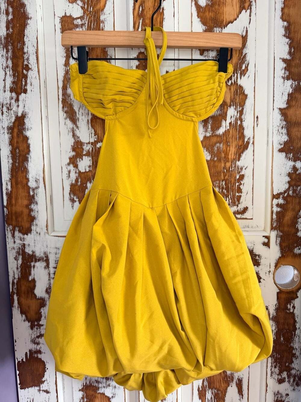 PrettyLittleThing Halter Neck Bubble Mini Dress Yellow Size 4 Y2K Clubwear